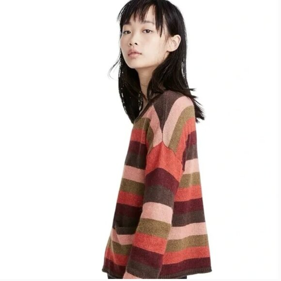 Madewell Chelsea Pocket Pullover in Multi-stripe Sz XXS - Picture 2 of 6